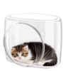 Large Transparent Space Capsule Cat & Dog House – Easy-Clean Plastic Pet Pod with Hideout Entrance