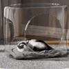Large Transparent Space Capsule Cat & Dog House – Easy-Clean Plastic Pet Pod with Hideout Entrance