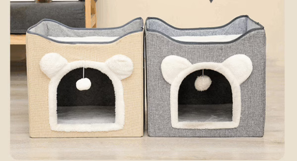Foldable Double-Layer Cat House – Spacious All-Season Pet Villa Bed