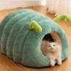 Custom Caterpillar Pet Bed – Winter Warm Enclosed Nest for Cats & Small Dogs, Soft & Non-Slip Design