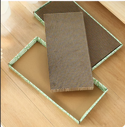 All-in-One Cat Bed & Scratcher – Durable Corrugated Cardboard Cat House with Anti-Shedding Base Tray and Toy