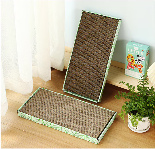 All-in-One Cat Bed & Scratcher – Durable Corrugated Cardboard Cat House with Anti-Shedding Base Tray and Toy