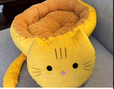 Cute Black Cat Pet Bed – All-Season Cozy Nest with Pillow