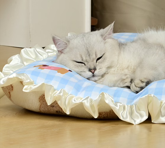 Cute Cartoon Pet Sleeping Pad – Soft All-Season Cushion Mat for Cats & Small Dogs, Kneading & Napping Bed
