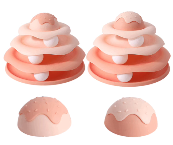 3-Tier Cat Track Toy with Balls – Interactive Spinner for Kittens