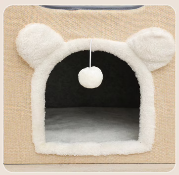 Foldable Double-Layer Cat House – Spacious All-Season Pet Villa Bed