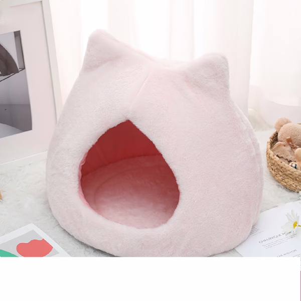Cute Bunny-Fur Cat House – Warm & Creative Pet Bed for Cats
