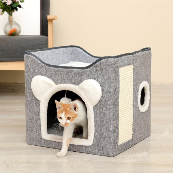 Foldable Double-Layer Cat House – Spacious All-Season Pet Villa Bed