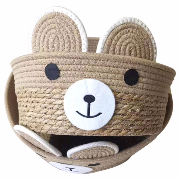 Handwoven Cotton Rope & Straw Cat Basket – All-Season Pet Nest with Washable Cat Scratcher
