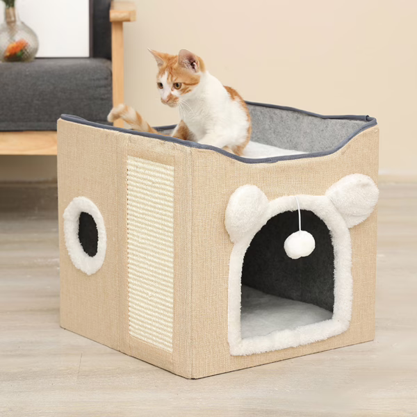 Foldable Double-Layer Cat House – Spacious All-Season Pet Villa Bed