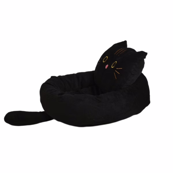 Cute Black Cat Pet Bed – All-Season Cozy Nest with Pillow