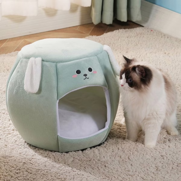 All-Season Warm Bench Pet Bed – Semi-Enclosed Nest for Cats & Dogs