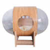 Space Capsule Cat House – Round Transparent Wooden Pet Pod with Dual-Sided Scratching Posts | All-Season Cozy Nest