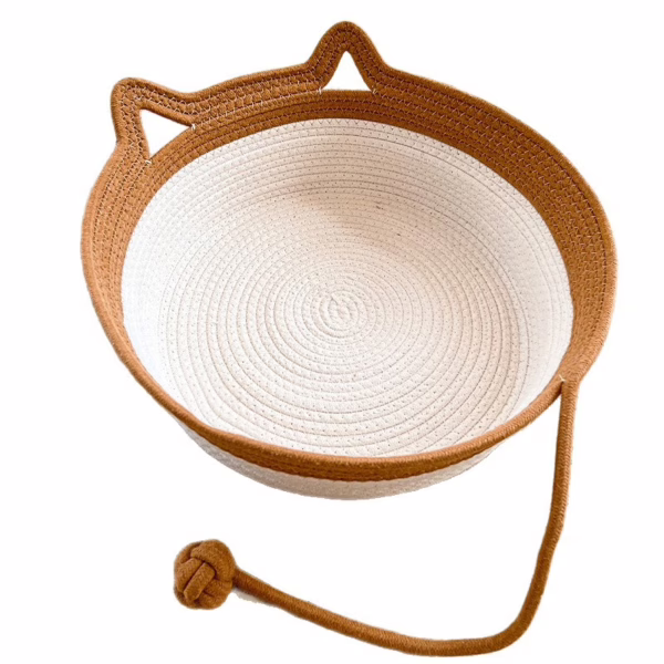 Breathable All-Season Cat House – Summer Straw Pet Bed with Scratcher