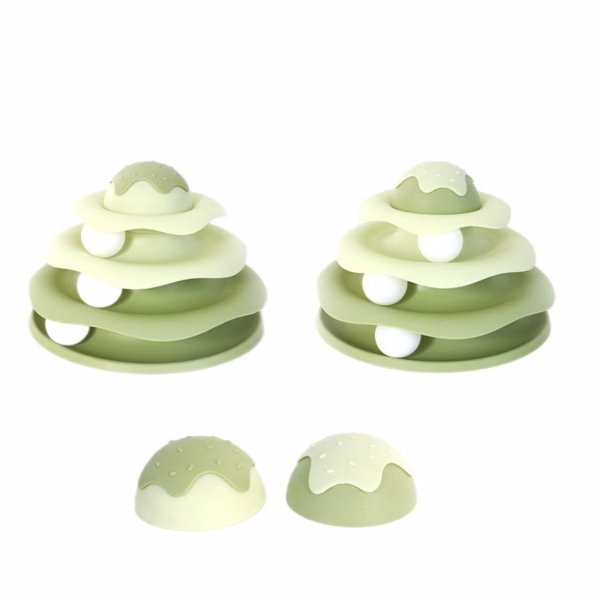 3-Tier Cat Track Toy with Balls – Interactive Spinner for Kittens