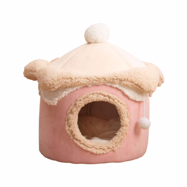Ice Cream House Pet Bed – Cute Princess-Style Cat & Dog Nest for Fall and Winter, Fun and Warm Design