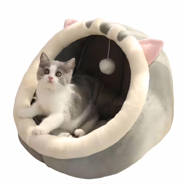 All-Season Warm Pet Bed – Removable Washable Enclosed Cat  Nest