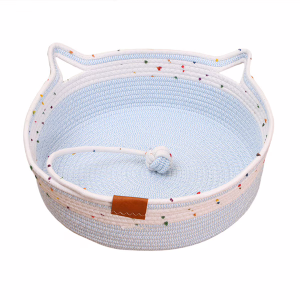Breathable Woven Rattan Cat Bed – Summer Cooling Nest with Scratch Pad, Ventilated & Washable All-Season Pet House