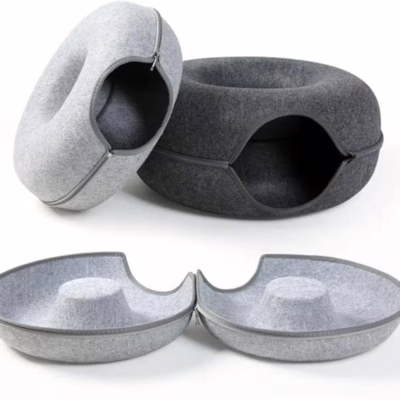 Felt Donut Tunnel Cat Bed – All-Season Hideout for Pets and Stray Cats – Summer Friendly