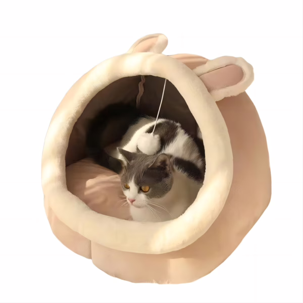 All-Season Warm Pet Bed – Removable Washable Enclosed Cat  Nest