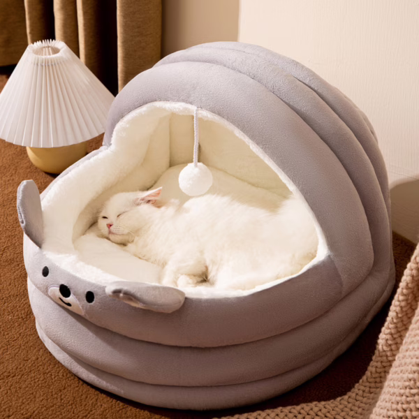 All-Season Cat Cradle Bed – Semi-Enclosed Pet House for Cats