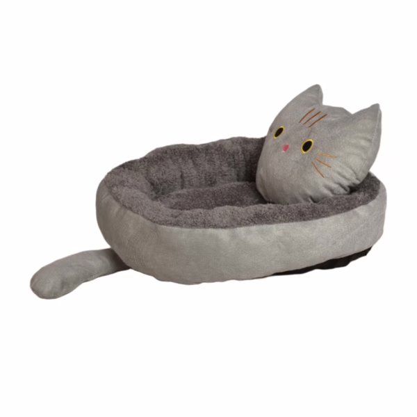 Cute Black Cat Pet Bed – All-Season Cozy Nest with Pillow