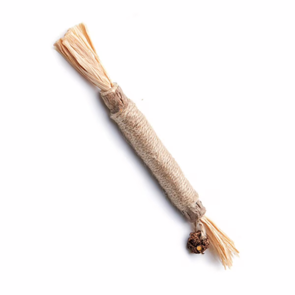 主图-8 Natural Matatabi & Catnip Dental Stick – Handmade Teething Toy with Raffia for Cats