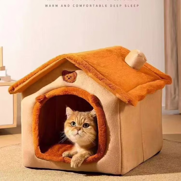 Cozy Washable Cat & Dog Bed – All-Season Semi-Enclosed Pet House