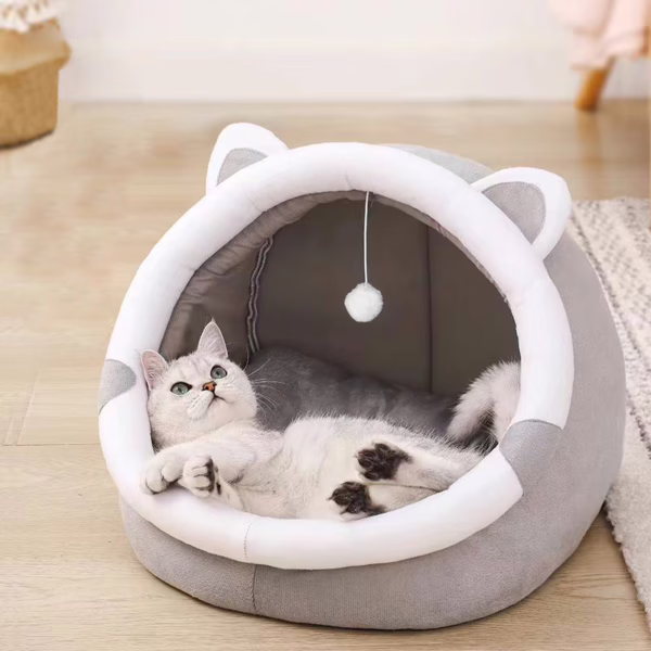 All-Season Warm Pet Bed – Removable Washable Enclosed Cat  Nest