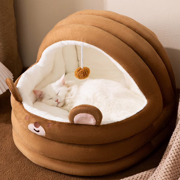 All-Season Cat Cradle Bed – Semi-Enclosed Pet House for Cats