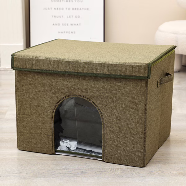 Enclosed Summer Cooling Cat Bed – All-Season Ice Pad House for Pets