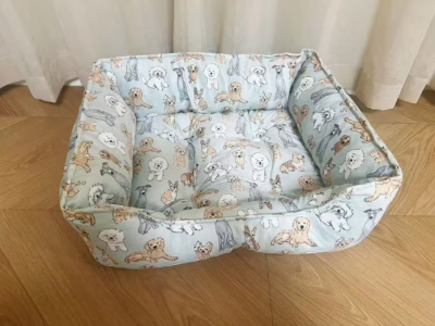 Adorable Dog Print Pet Bed: Soft Cushion for Furry Friends