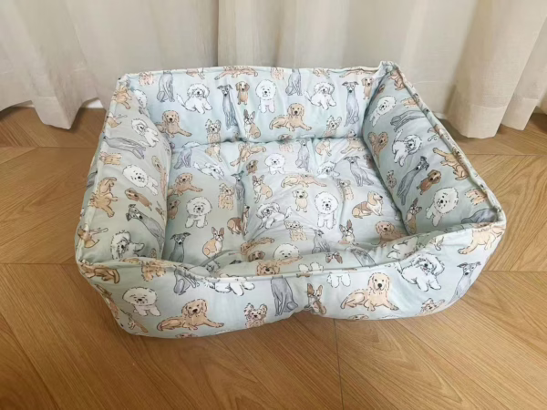 Adorable Dog Print Pet Bed: Soft Cushion for Furry Friends
