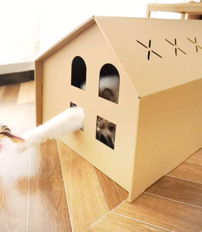 Cardboard Cat Cottage - Stylish & Functional Pet Home