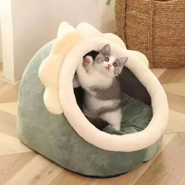 All-Season Warm Pet Bed – Removable Washable Enclosed Cat  Nest