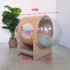 Space Capsule Cat House – Round Transparent Wooden Pet Pod with Dual-Sided Scratching Posts | All-Season Cozy Nest