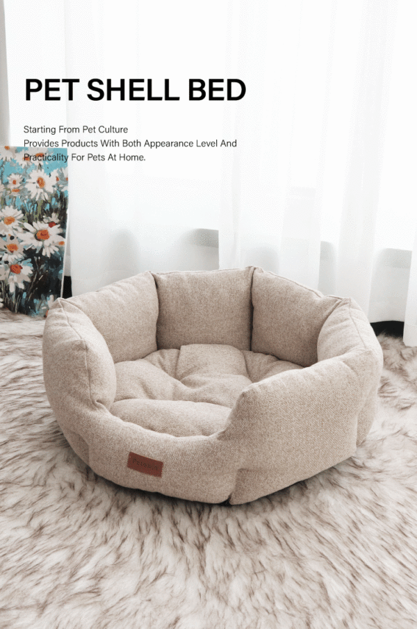 Double Pearl Shell Pet Bed – Thickened Winter Dog & Cat Nest for Deep Sleep, Custom Cozy Cushion