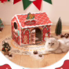 Christmas-Themed Foldable Cardboard Cat House – Eco-Friendly Creative Paper Pet Bed with Scratcher for Cross-Border Trade