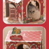 Christmas-Themed Foldable Cardboard Cat House – Eco-Friendly Creative Paper Pet Bed with Scratcher for Cross-Border Trade