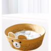 Handwoven Cotton Rope & Straw Cat Basket – All-Season Pet Nest with Washable Cat Scratcher