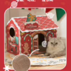 Christmas-Themed Foldable Cardboard Cat House – Eco-Friendly Creative Paper Pet Bed with Scratcher for Cross-Border Trade