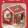 Christmas-Themed Foldable Cardboard Cat House – Eco-Friendly Creative Paper Pet Bed with Scratcher for Cross-Border Trade