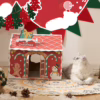 Christmas-Themed Foldable Cardboard Cat House – Eco-Friendly Creative Paper Pet Bed with Scratcher for Cross-Border Trade
