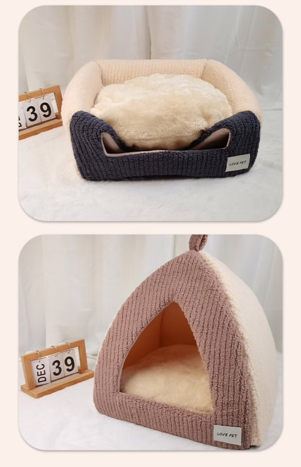 Multi-Functional Triangular Pet Tent – Cozy Cat & Dog Bed with Peak Roof for Medium Dogs