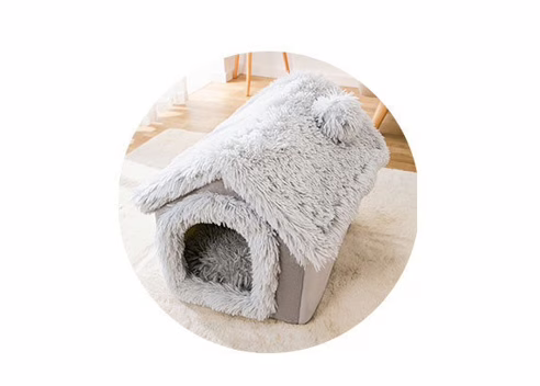 Fully Enclosed Pet House Bed – Foldable Insulated Cat Villa & Cozy Dog Nest for Small to Medium Pets