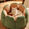 Winter Cactus-Shaped Pet House – Thick Plush Cat Bed, Warm Dog Nest & Cushion for Cold Weather