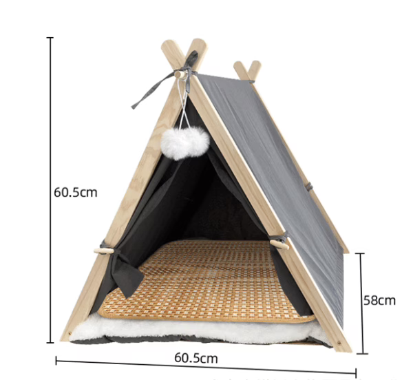 In-Stock Pet Tent – Popular Semi-Enclosed Cat Nest with a Wooden Triangular Frame for a Cozy and Secure Maternity Space