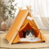 In-Stock Pet Tent – Popular Semi-Enclosed Cat Nest with a Wooden Triangular Frame for a Cozy and Secure Maternity Space