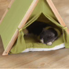 In-Stock Pet Tent – Popular Semi-Enclosed Cat Nest with a Wooden Triangular Frame for a Cozy and Secure Maternity Space