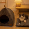 New Triangle Cat House – Enclosed Pet Bed for Deep Sleep, Thickened & Warm Design for Cats and Small Dogs